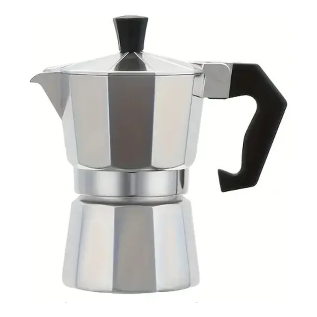 Cafetera Italiana Moka De 2 Tazas (100 Ml) Con Gran Sabor Color Plateado