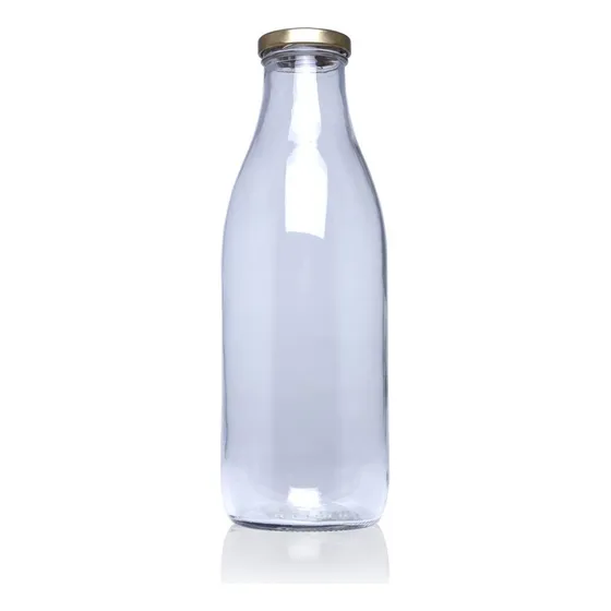Botella De Vidrio Tipo Lechero Con Tapa 1.000ml 