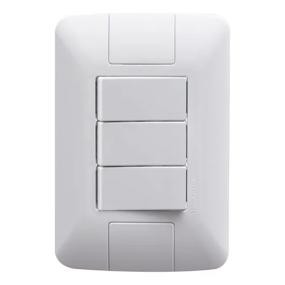 Interruptor Triplo Com Placa Tramontina Aria 3 Teclas Cor Branco