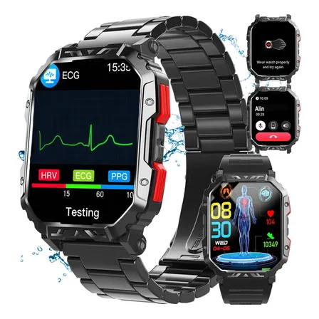 Relógio Inteligente Homem Medição De Ecg Smartwatch Esportes Dourado