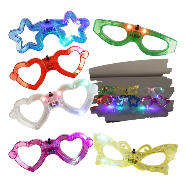 10 Lentes Luminosos Luz Led Batucada Fiesta Mayoreo Color Diseño Lentes Con Luz
