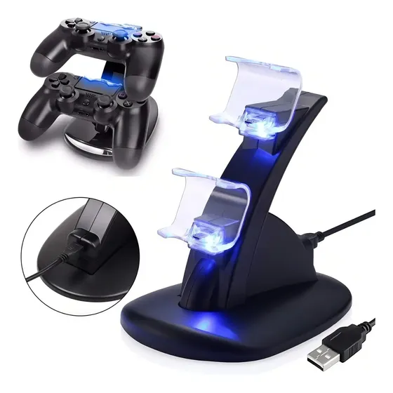 Base de Carga Doble Vertical PSP para Joystick PS4 Dualshock 4 USB