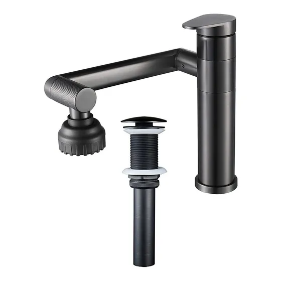 Grifo Giratorio 1080 Grado Para Baño Gris Lavabo 1 Manija