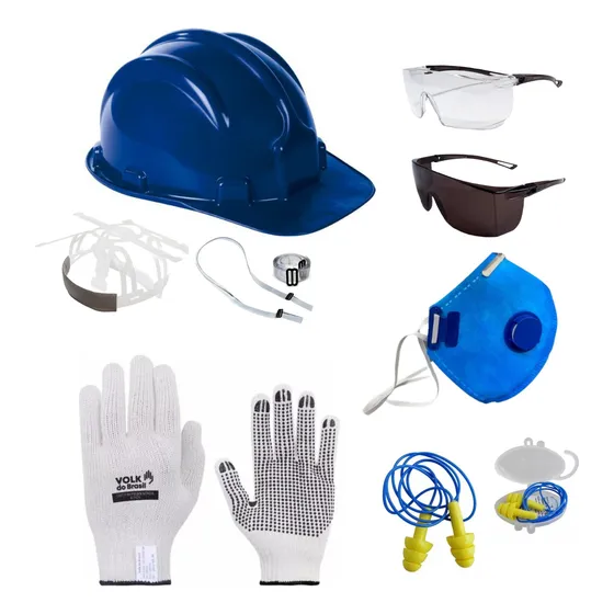 Kit Epi Obra Capacete + Óculos + Abafador + Máscara + Luvas