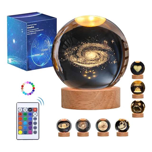 Luz De Noche De Bola De Cristal De 3d Brillante 16 Colores