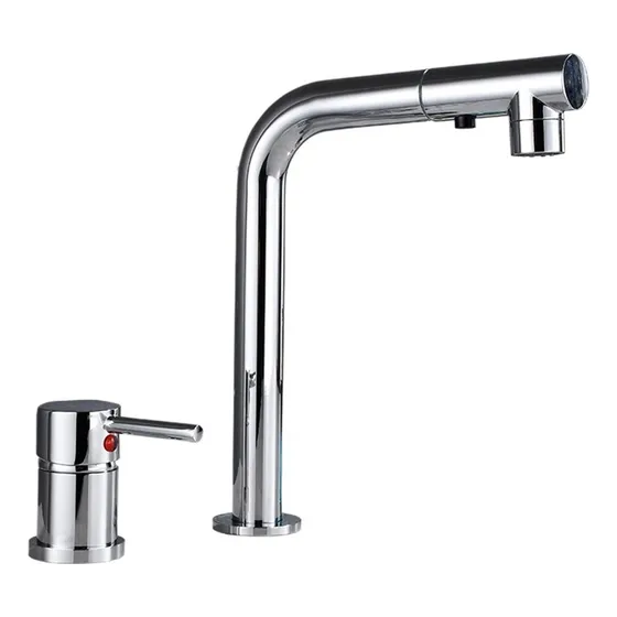 Grifo Bañera Baño Manija Unica Caño Extraible Montado Negro