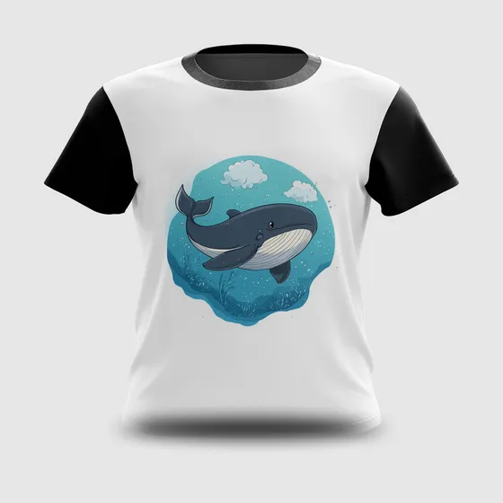 Camiseta Camisa Baleia Azul Fofinha 01#