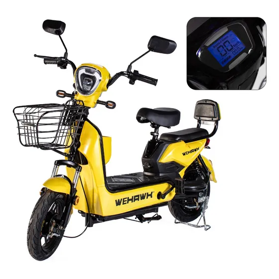 Mini Scooter Elétrica Wehawk Basket 500w Sem Cnh Até 120kg Cor Amarelo