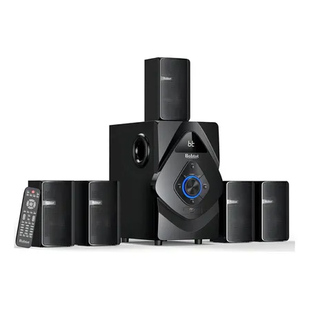 Home Theater 5.1 Bobtot W58 Bluetooth 200W 6 Parlantes Negro