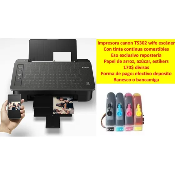 Impresora Canon Ts302 Wife Tinta Continua Tintas Comestibles