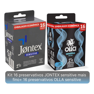 32 Preservativo Camisinha Jontex + Olla Sensitive Mais Fino 32 Preservativo Camisinha Jontex + Olla Sensitive Mais Fino