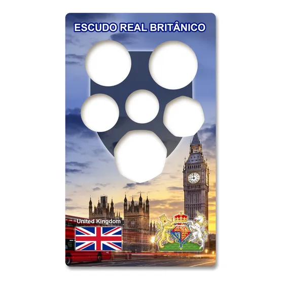 Display Expositor Vertical Para Moedas Escudo Real Britânico