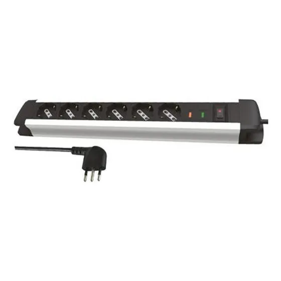 Alargador Profesional 6 Tomas Schuko 10/16a 2m Blanco/negro Color Gris