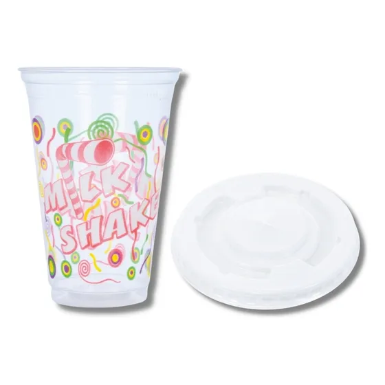 100 Un. Copo P/ Milk Shake 330 Ml. +  Tampa S/ Furo