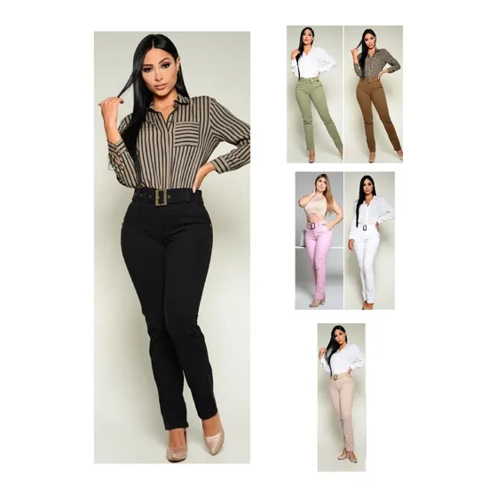 Pantalon Trabajo Licrado Mujer, Tiro Alto Ajustado