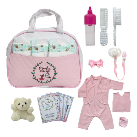 Bolsa Maternidade Bege C Roupa+acessórios+fralda Bebê Reborn Bolsa Maternidade Bege C Roupa+acessórios+fralda Bebê Reborn