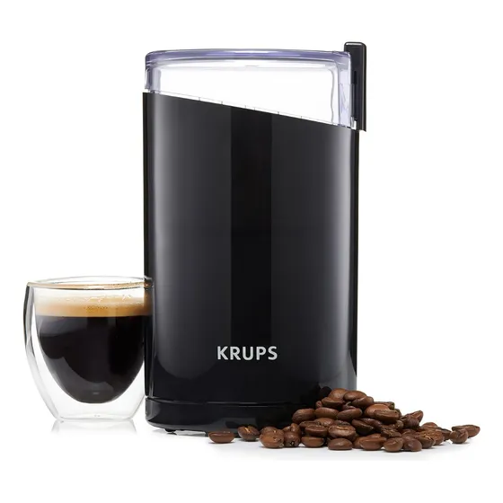 Molinillo de Café y Especias Eléctrico Fast Touch Negro, 2 Cuchillas de Acero, Krups F2034251