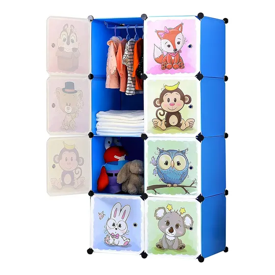 Cajas Organizador De Ropa Himylife Colgar Estante Closet Armario Niño Color Azul