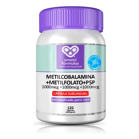 Metilcobalamina + Metilfolato + B6 Anami 1000mcg Sublingual 120 Cápsulas Ativas Formas Ativas Das Vitaminas Com Maior Absorção
