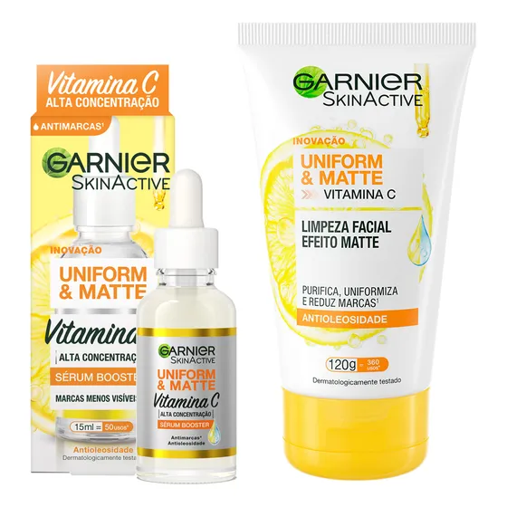 Kit Garnier Limpeza Facial + Sérum Antimarcas Vitamina C