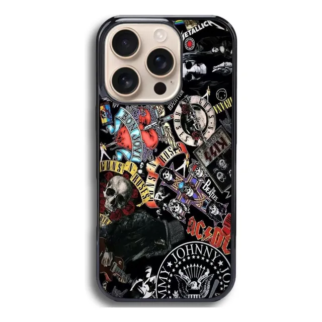 Funda Antigolpes Para Iphone Y Otros Bandas Rock Collage 7 Negro Iphone 7 Plus / 8 Plus