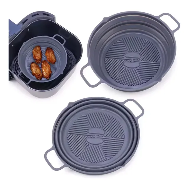 Canasta Silicona Redonda Freidora Airfryer Protector Plegabl