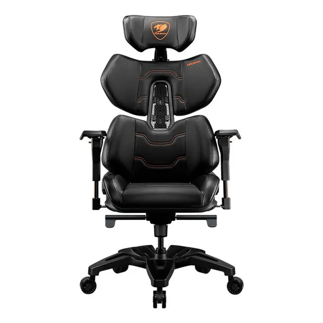 Silla de escritorio Cougar Terminator gamer ergonómica negra con tapizado de cuero sintético