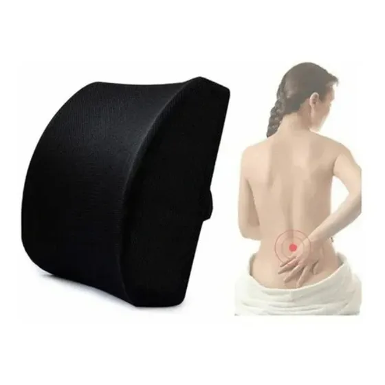 Almohada para silla de ruedas curva área lumbar auto oficina para espalda color negro