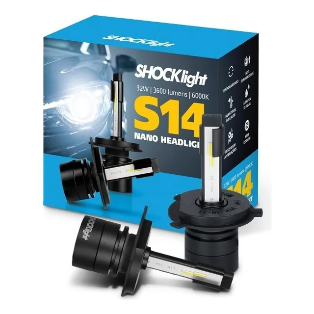 Ultra Led Shocklight S14 H4 Nano Farol Alto Baixo 32w 6000k