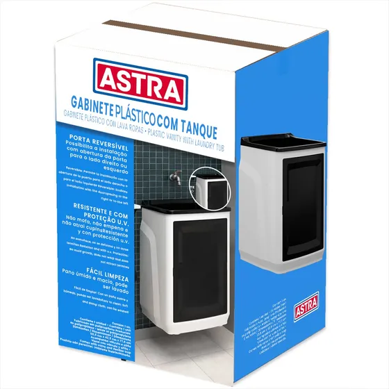 Gabinete Astra Com Tanque Plástico Brilhante Preto