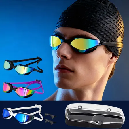 Óculos De Natação Para Adultos À Prova De Uv (com Estojo) Preto