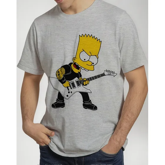 Camisetas Camisas De Bart Simpson Rock Geek Top Qualidade