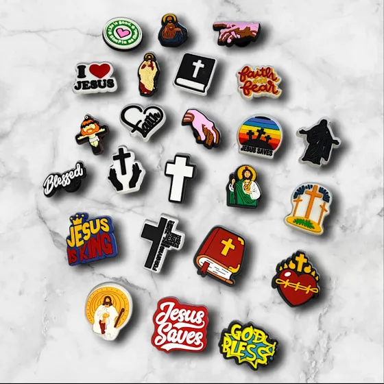 24 Pines Cristianos Para Crocs, Jesus Cristo, Set De Pins