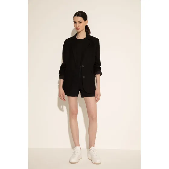 Blazer Recto De Lino 100% Con Solapa Fina Mujer Portsaid