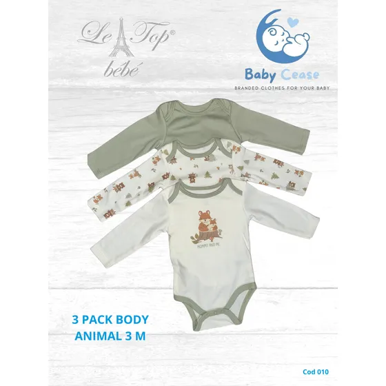 Body 3 Pack Variados Verde Y Blanco Animal Marca Le Top