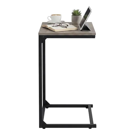 Mesa De Apoio Redonda De 2 Andares, Para Sala Ou Quarto, Aço Cinza