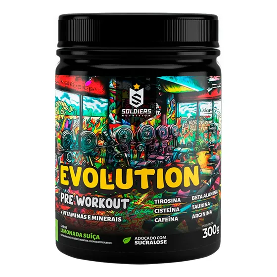 Pré-Treino Evolution Workout 300g Termogênico Sabor Limonada Suiça Soldiers Nutrition Energia Foco Treino