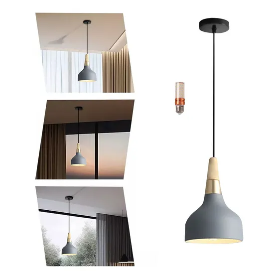 Lámpara Colgante Decorativa Moderna Ajustable Con Bombillas Color Gris Banna LI-LAMP-1P