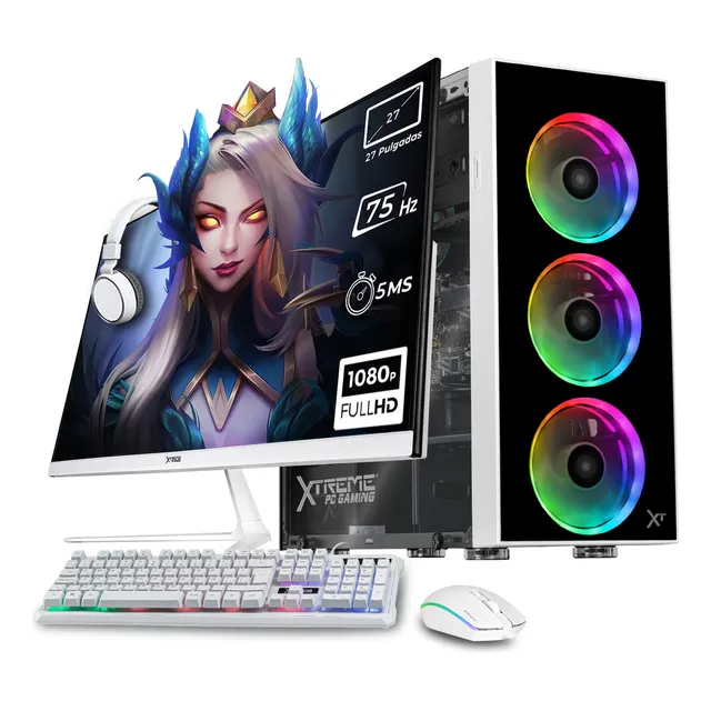 Xtreme Pc Gaming Amd Radeon Vega 7 Amd Ryzen 5 5600g 16gb Ssd 1tb Monitor 27 75hz Wifi White