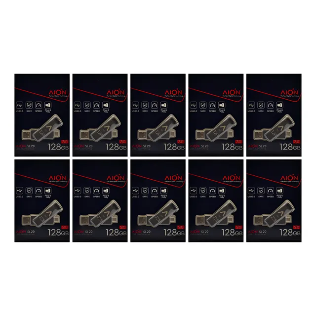 Kit 10pz Memoria Usb Sl20 Aion 128gb 3.0 Metal Colores Usb/c