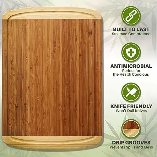 Greener Chef's Mejor Tabla Cortar Madera Bambu Extra Larga
