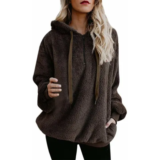 Hotkey Fuzzy Sudadera Para Dama Manga Larga Solida Lana