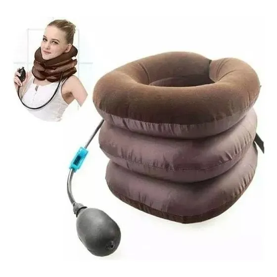 Almohada 3 Nivel Cojín Cuello Cervical Inflable Viaje Avión Color Marrón oscuro - 262334