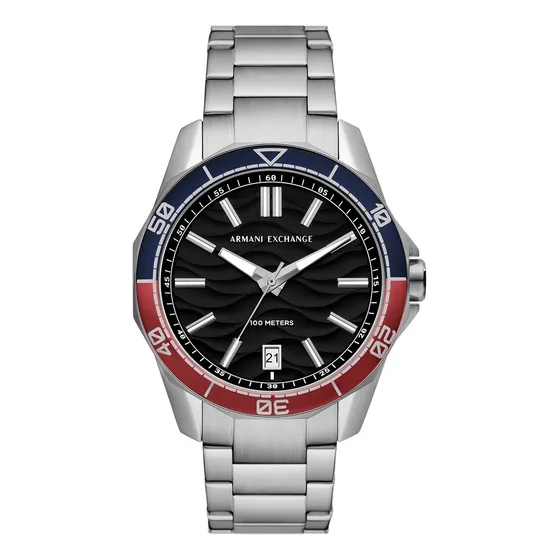 Reloj Hombre Armani Exchange Banks Mix2 Color De La Correa Plateado Color Del Bisel Multicolor Color Del Fondo Negro
