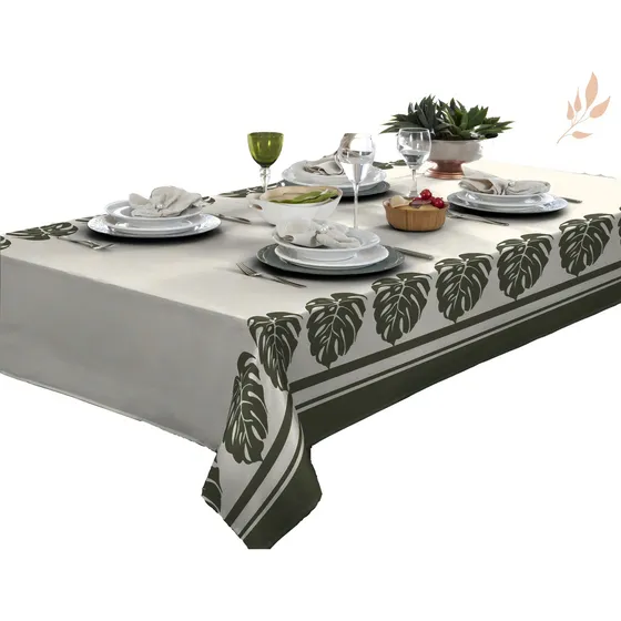Toalha De Mesa 6 Lugares Retangular Rústica Luxo 1,40x2,10m Cor Costela de Adão