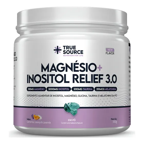 True Magnesio + Inositol + Melatonina 3.0 350g - True Source Sabor Camomila Laranja E Lavanda