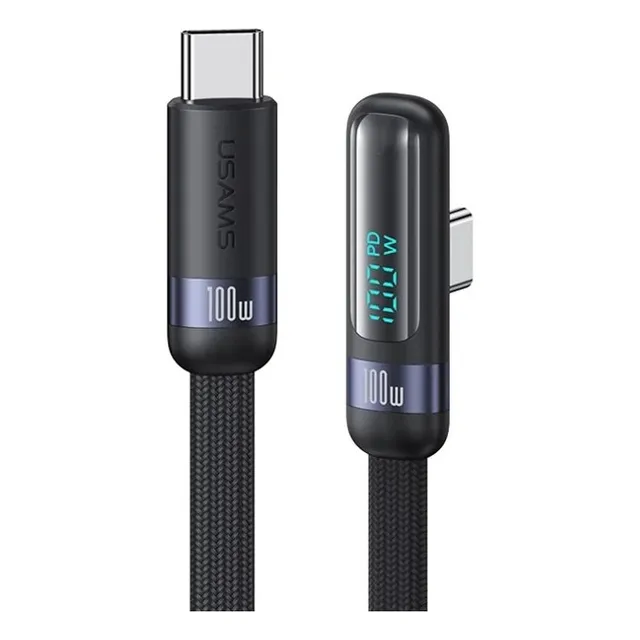 Cable Usb C A Usb C Usams Sj653 1,2 M Conector 90º 100w Color Negro