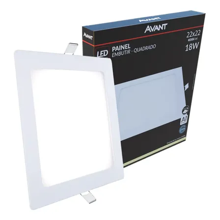 Painel Led Alu 18w 4000k Emb. Quadrado 110v/220v 22cm Avant Estrutura Branco