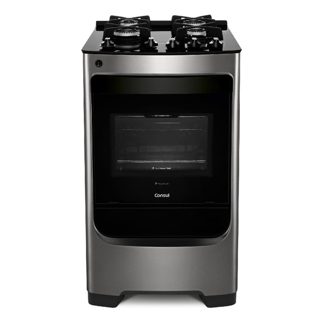 Fogão Consul 4 Bocas Cor Inox Com Mesa De Vidro E Grade De F Fogão Consul 4 Bocas Cor Inox Com Mesa De Vidro E Grade De F