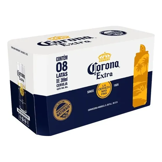 Pack Cerveja Corona Extra Lata 269ml - 8 Unidades
